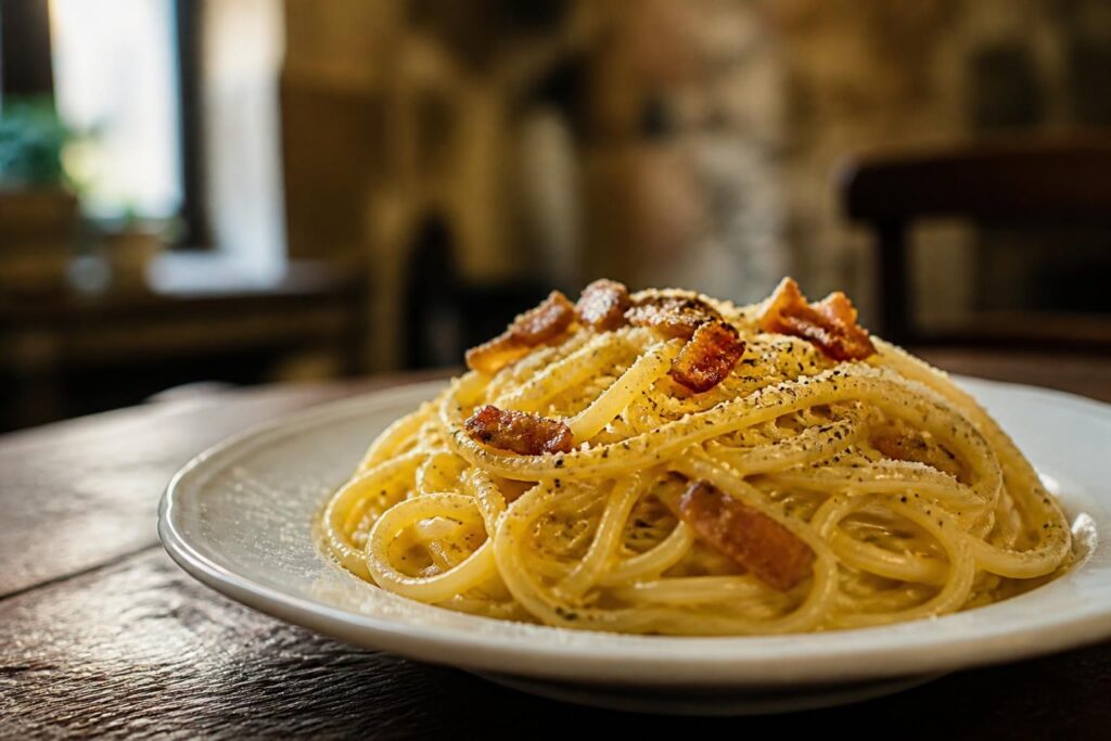 découvrez la vraie recette romaine des pâtes carbonara, authentique et sans crème, pour un plat savoureux et traditionnel à préparer chez vous.