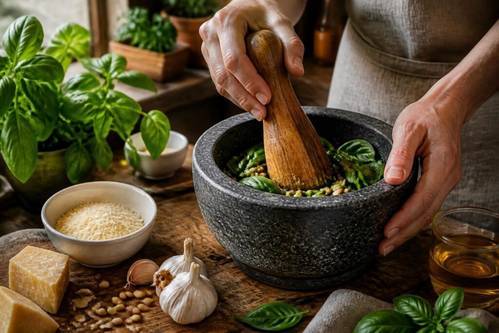 découvrez la recette traditionnelle du pesto maison au basilic avec la méthode authentique au mortier, ses astuces et secrets pour un goût inédit.
