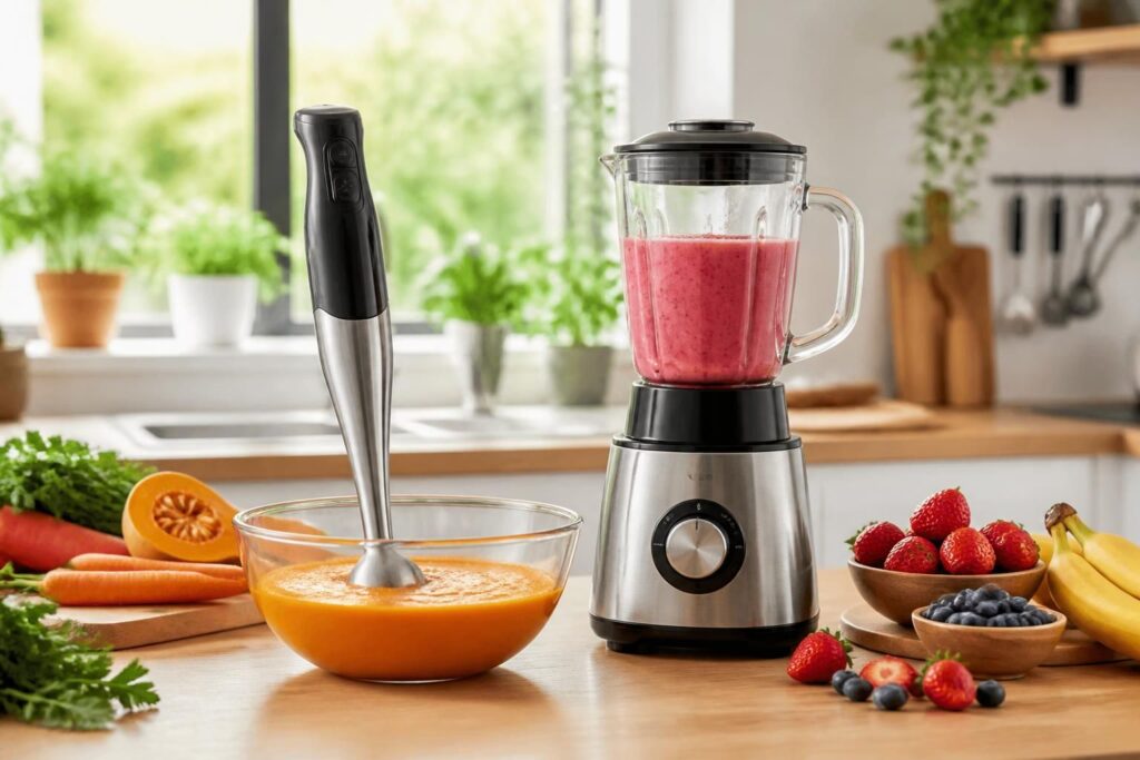 découvrez notre guide d'achat pour choisir entre un mixeur plongeant et un blender, et trouvez l'appareil idéal pour toutes vos préparations culinaires.