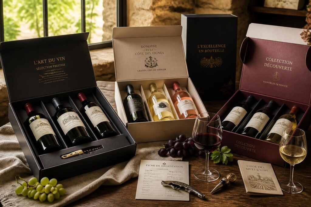 découvrez nos coffrets et box de dégustation, idées cadeaux idéales pour les amateurs de vin. offrez une expérience unique et gourmande avec notre sélection raffinée.