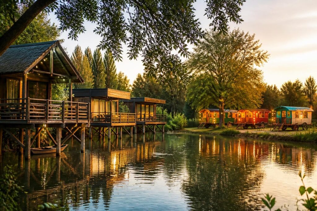 découvrez des hébergements insolites au bord de l'eau : cabanes, lodges et roulottes pour une expérience unique et authentique en pleine nature.