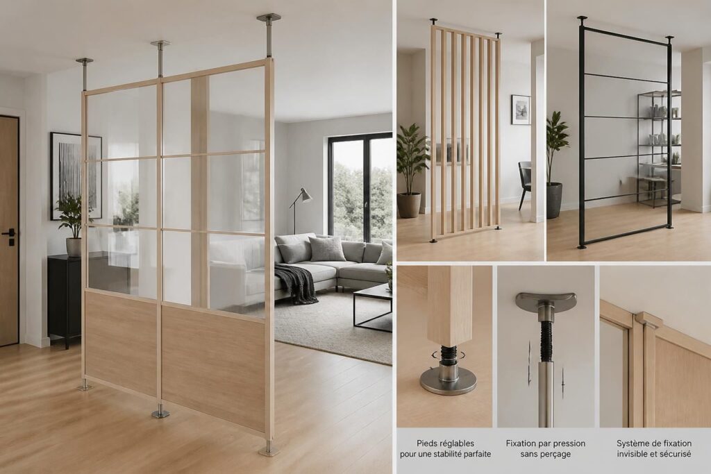 découvrez des solutions pratiques pour installer des cloisons sans percer le sol ni le plafond. explorez les modèles disponibles pour aménager facilement vos espaces sans travaux invasifs.