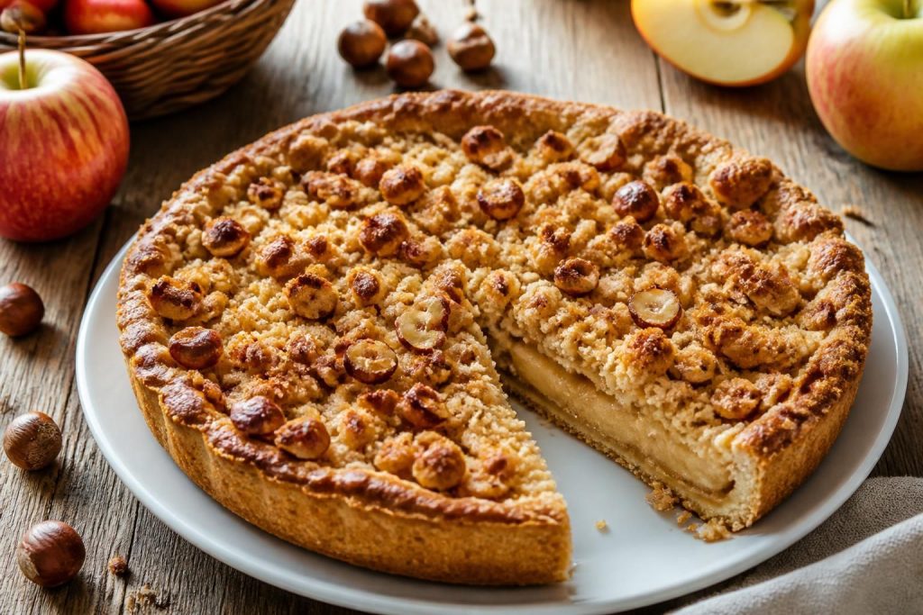 découvrez notre recette facile et savoureuse de tarte aux pommes avec un crumble croustillant aux noisettes, parfaite pour un dessert gourmand et rapide à préparer.