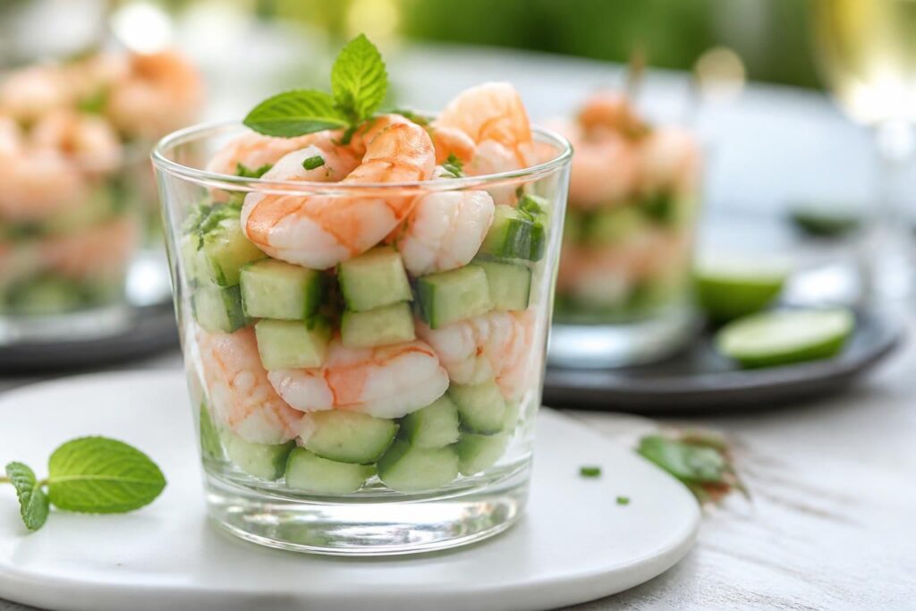 découvrez notre recette facile et rapide de verrine concombres et crevettes, parfaite pour un apéritif frais, léger et plein de saveurs.