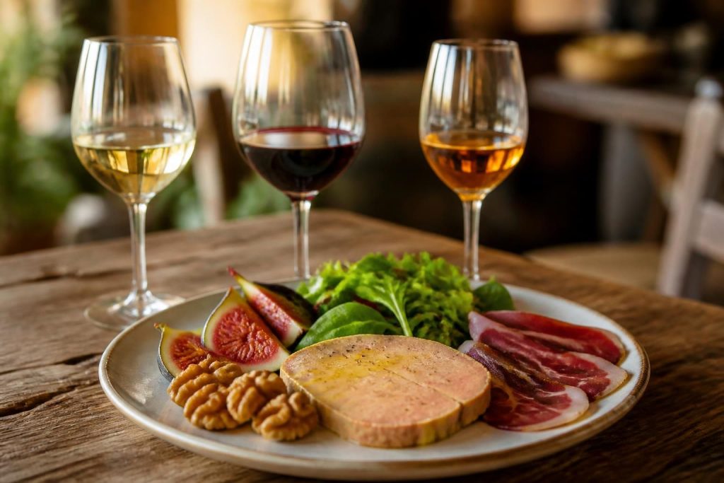découvrez la composition authentique de l'assiette périgourdine au foie gras et les accords vins idéaux pour sublimer ce plat traditionnel du périgord.