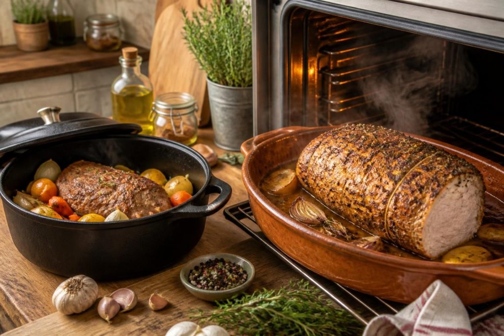 apprenez à cuire un rôti de porc moelleux et savoureux, que ce soit au four ou à la cocotte, grâce à nos conseils simples et efficaces.