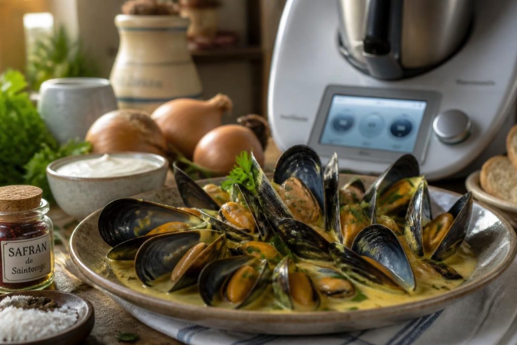 découvrez la recette traditionnelle de la mouclade charentaise au safran avec des astuces pour la préparer facilement grâce à votre thermomix. savourez un plat authentique et parfumé.