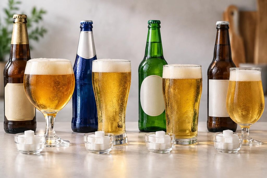 comparez le taux de sucre de la leffe, de la 1664, de la heineken et des bières sans alcool, pour mieux choisir selon vos préférences.