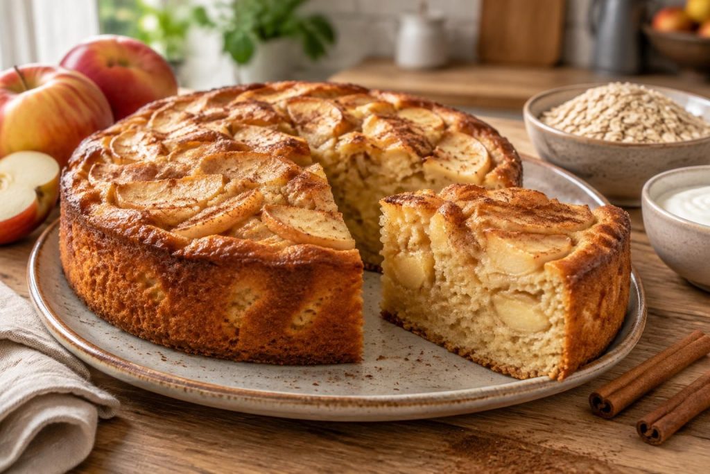 Un gâteau aux pommes healthy, moelleux et à peine sucré